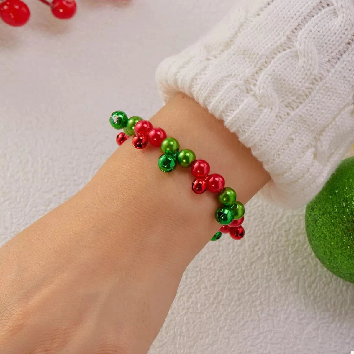 Christmas Holiday Beaded Bell Bracelet - Fashorio