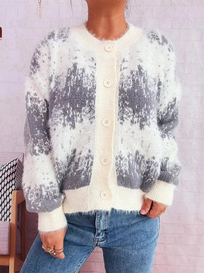 Ribbed Hem Button Up Cardigan - Fashorio
