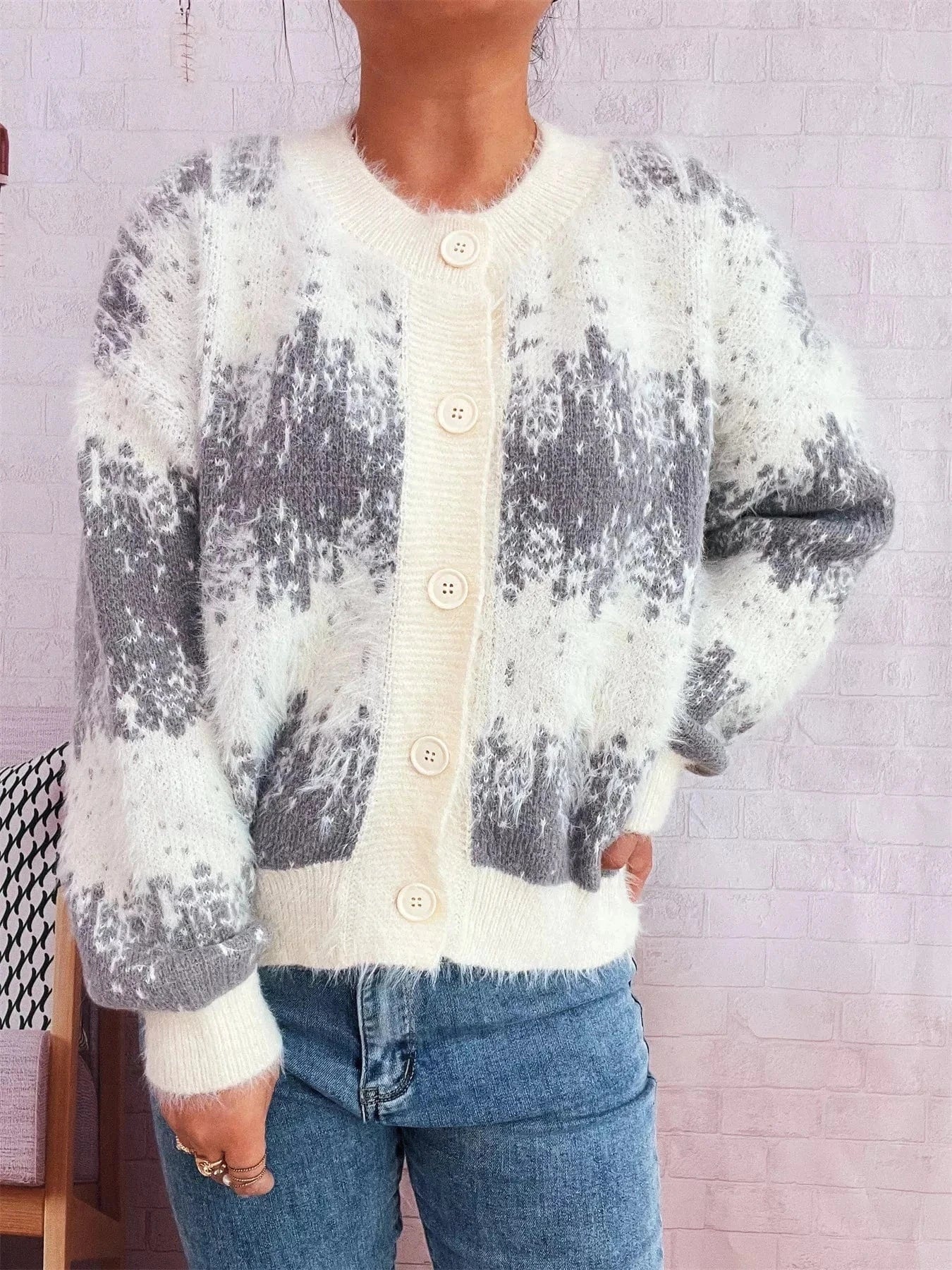 Fashorio Clothing & Accessories Ribbed Hem Button Up Cardigan