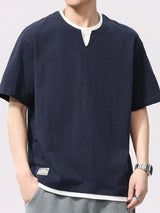 Men's Plus Size Round Neck Half Sleeve T-Shirt Royal Blue - Fashorio