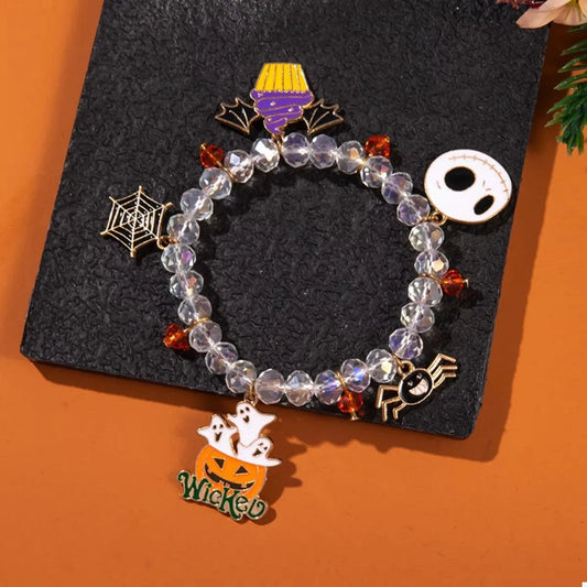 Halloween Beaded Charm Bracelet Sherbet One Size - Fashorio