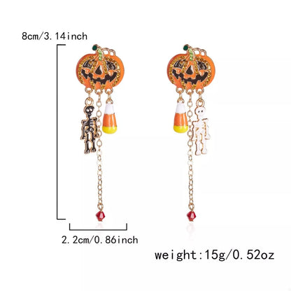 Halloween Pumpkin Drop Chain Earrings - Fashorio