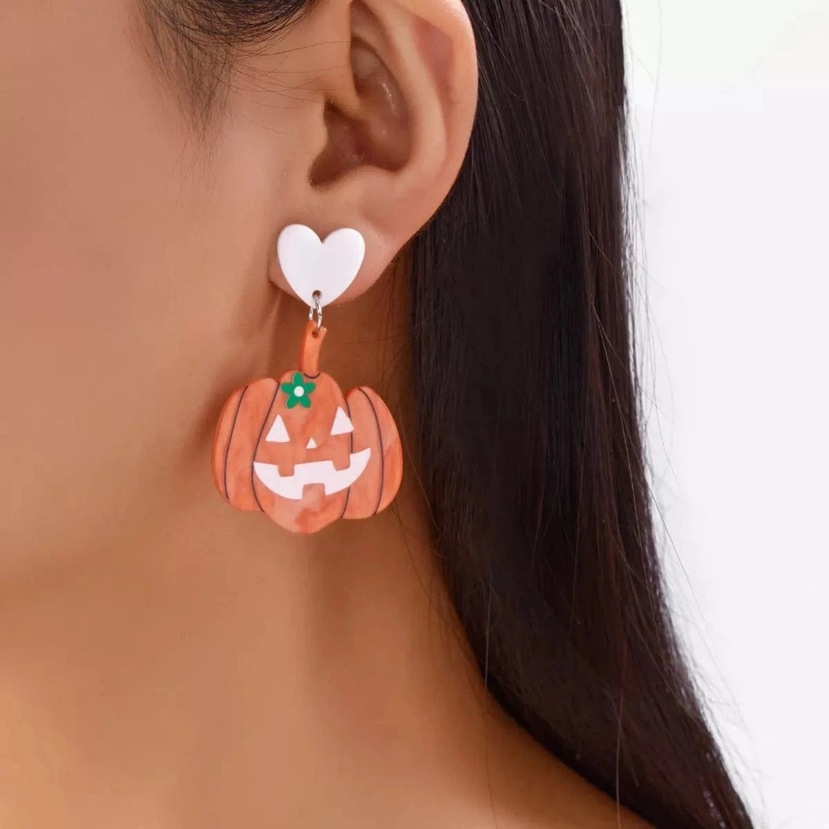 Fashorio Clothing & Accessories Sherbet / One Size Halloween Pumpkin Heart Drop Earrings