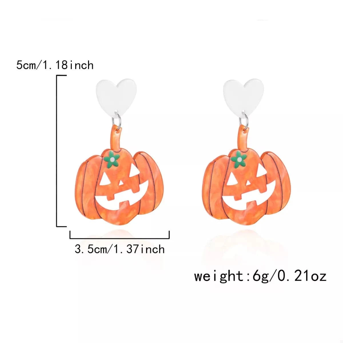 Fashorio Clothing & Accessories Sherbet / One Size Halloween Pumpkin Heart Drop Earrings