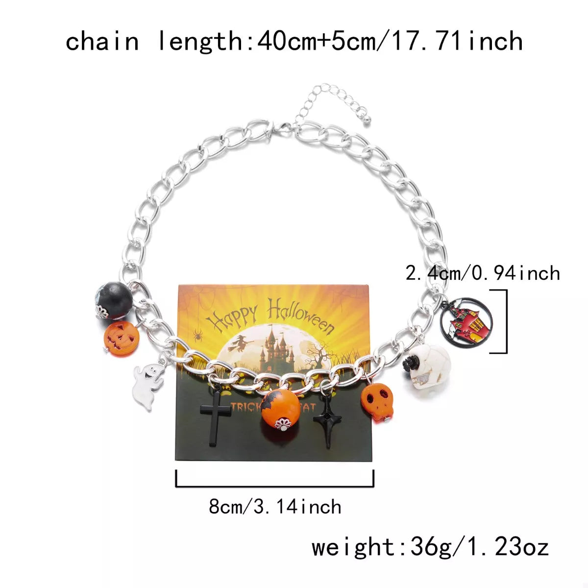 Fashorio Clothing & Accessories Silver / One Size Halloween Charm Chain Necklace