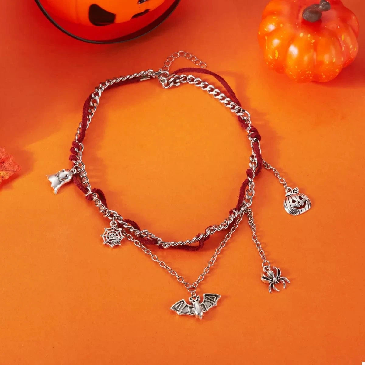 Fashorio Clothing & Accessories Silver / One Size Halloween Double Layered Pendant Necklace