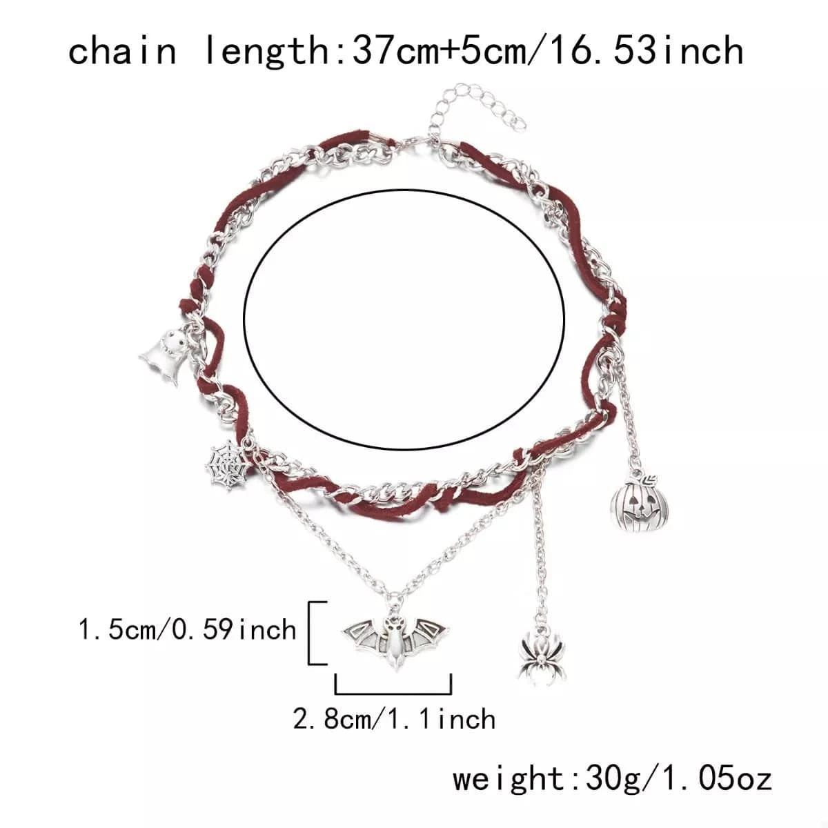 Fashorio Clothing & Accessories Silver / One Size Halloween Double Layered Pendant Necklace