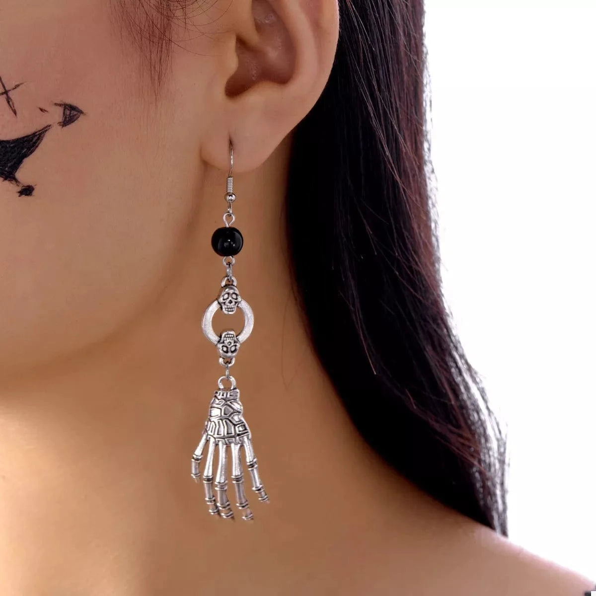 Fashorio Clothing & Accessories Silver / One Size Halloween Skeleton Hand Drop Earrings