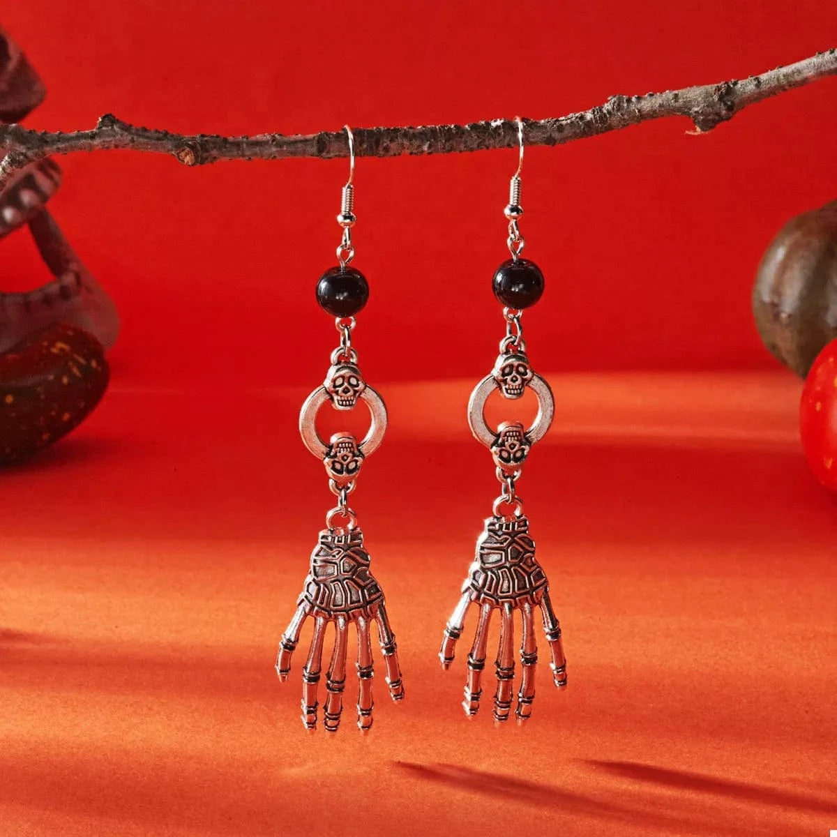Fashorio Clothing & Accessories Silver / One Size Halloween Skeleton Hand Drop Earrings