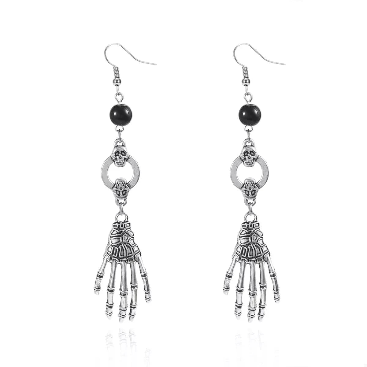 Fashorio Clothing & Accessories Silver / One Size Halloween Skeleton Hand Drop Earrings