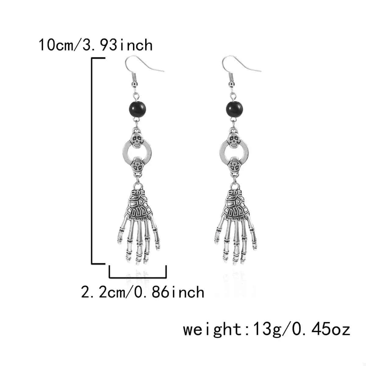 Fashorio Clothing & Accessories Silver / One Size Halloween Skeleton Hand Drop Earrings