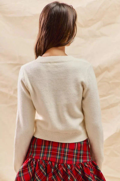 SO ME Christmas Candy Cone Cropped Sweater - Fashorio
