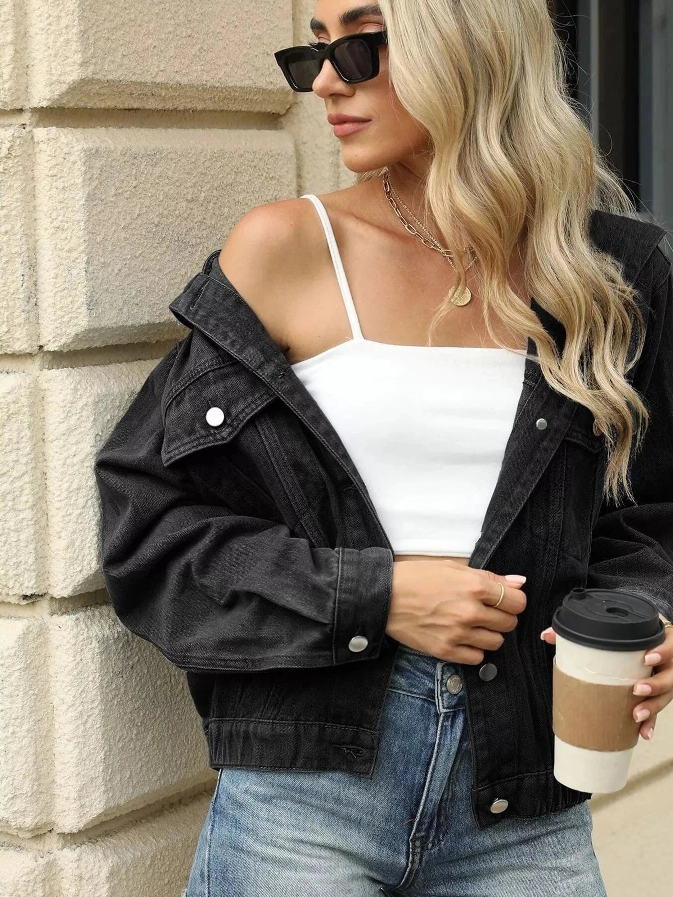 Fashorio Clothing & Accessories Washed Hooded Denim Jacket with Pockets – Casual Streetwear