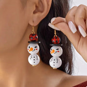 Fashorio Clothing & Accessories White / One Size Christmas Snowman Dangle Earrings