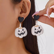 Fashorio Clothing & Accessories White / One Size Halloween Pumpkin Heart Drop Earrings