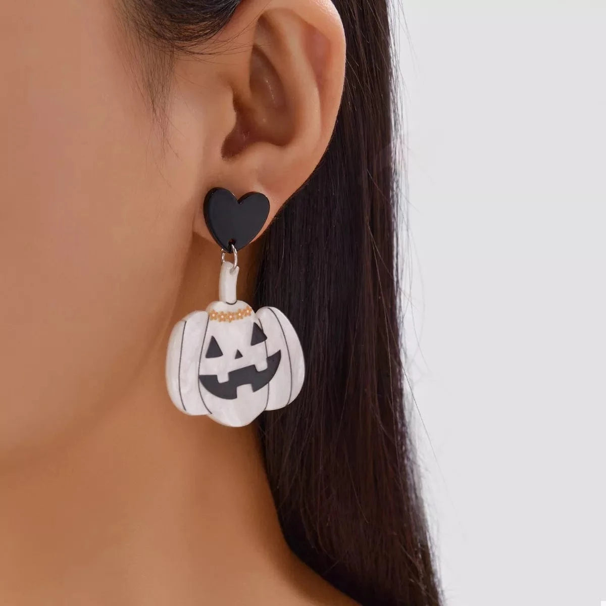Fashorio Clothing & Accessories White / One Size Halloween Pumpkin Heart Drop Earrings