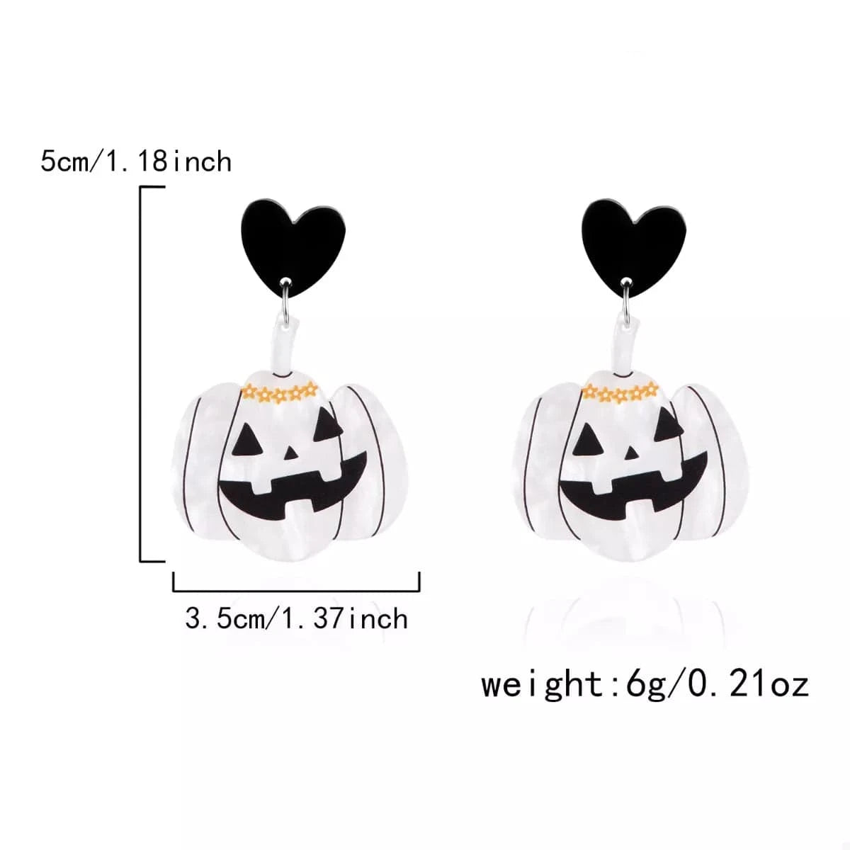 Fashorio Clothing & Accessories White / One Size Halloween Pumpkin Heart Drop Earrings