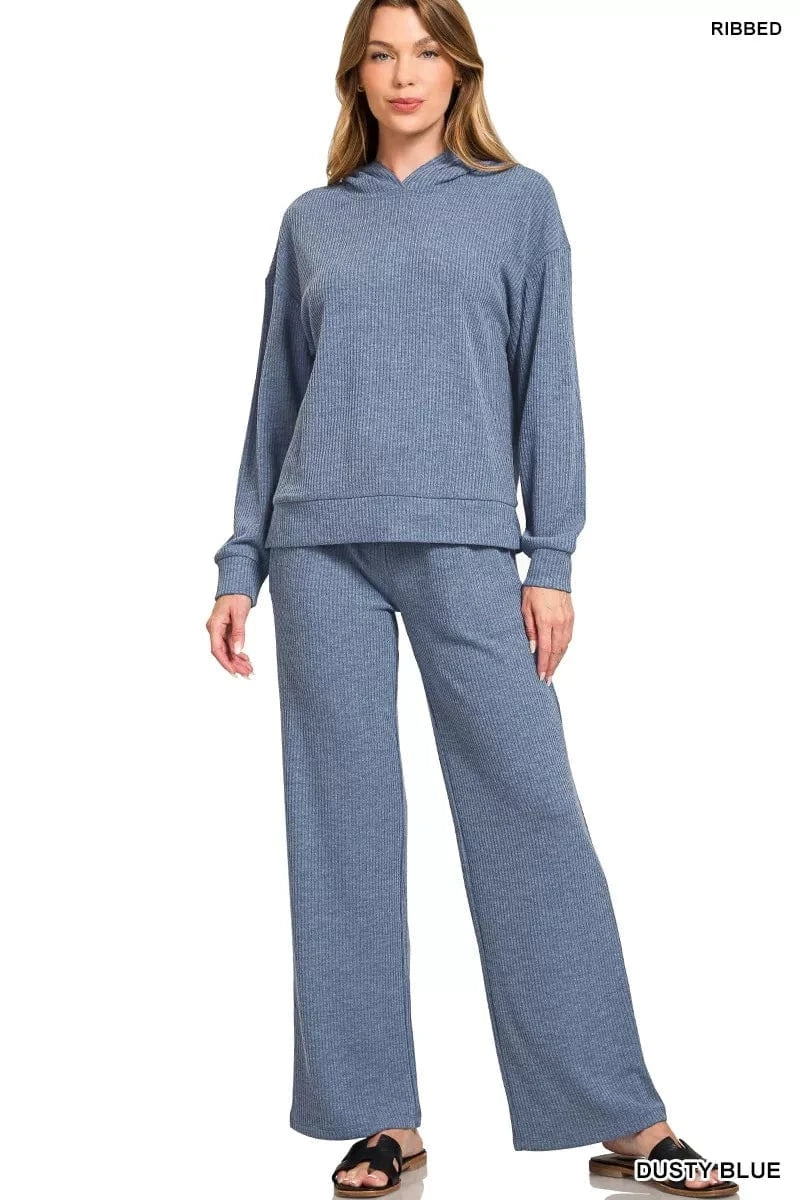 Zenana Ribbed Drawstring Lounge Pants - Fashorio