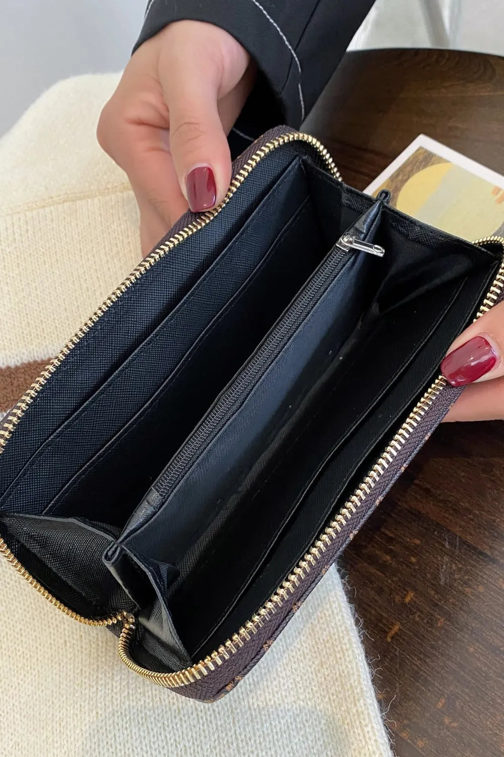 Fashorio Coffee Brown / One Size PU Leather Plaid Wallet