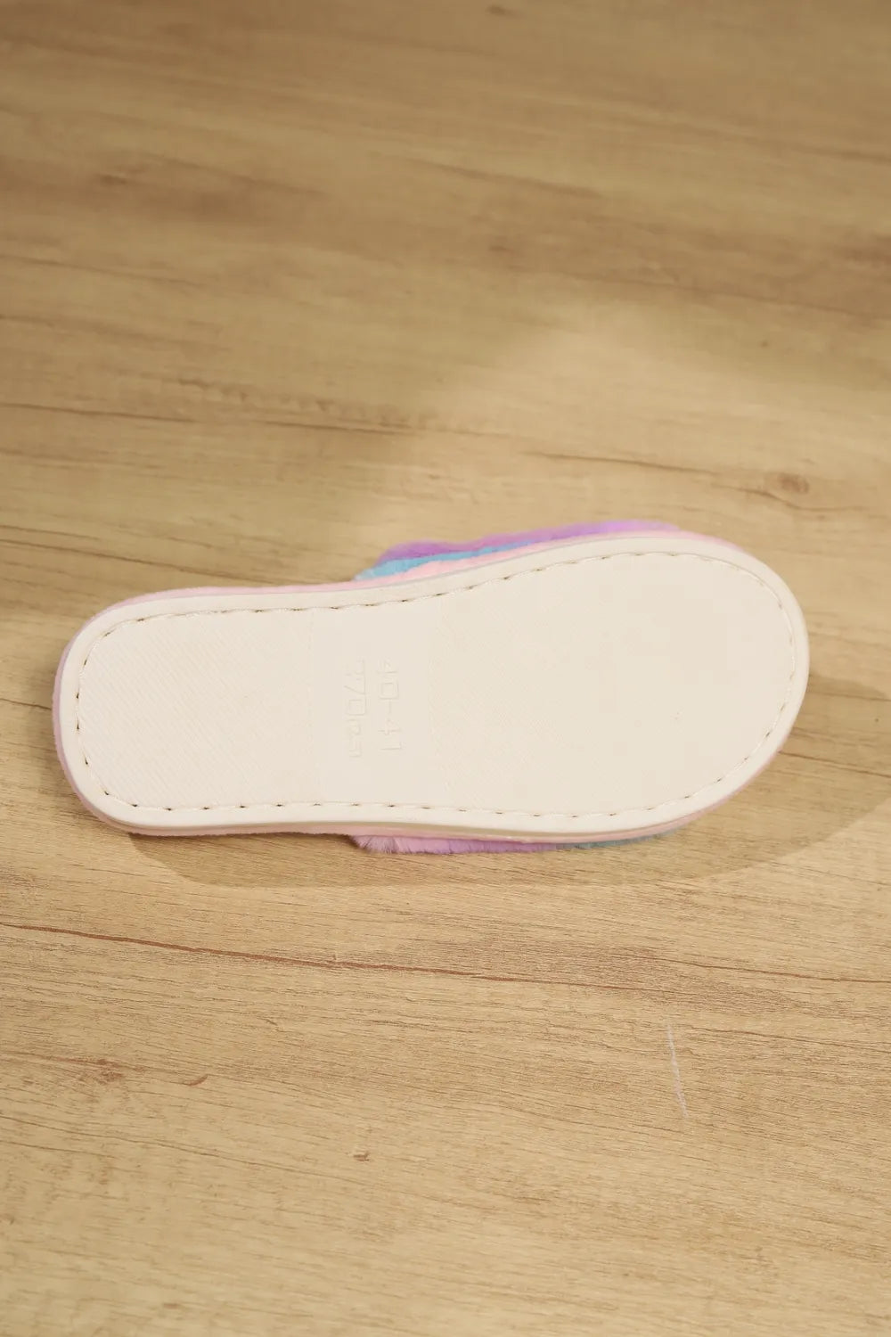 Fashorio Color Block Open Toe Faux Fur PVC Slippers