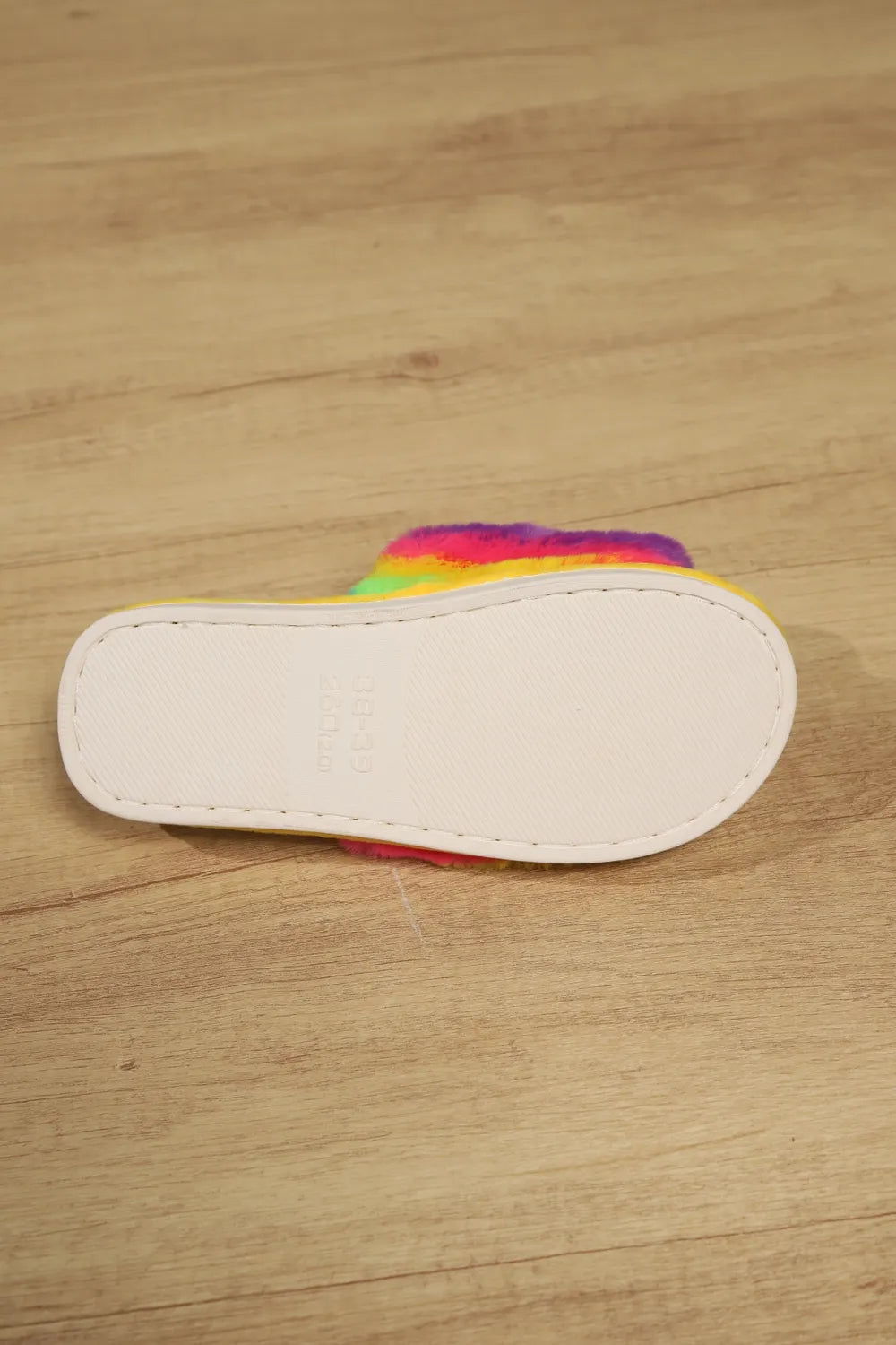 Fashorio Color Block Open Toe Faux Fur PVC Slippers