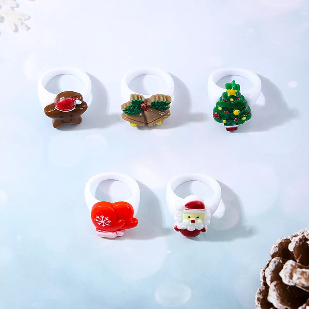 Fashorio Color / onesize 5 Piece Christmas-Themed Rings