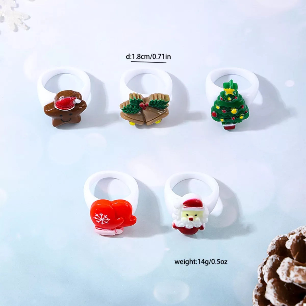 Fashorio Color / onesize 5 Piece Christmas-Themed Rings