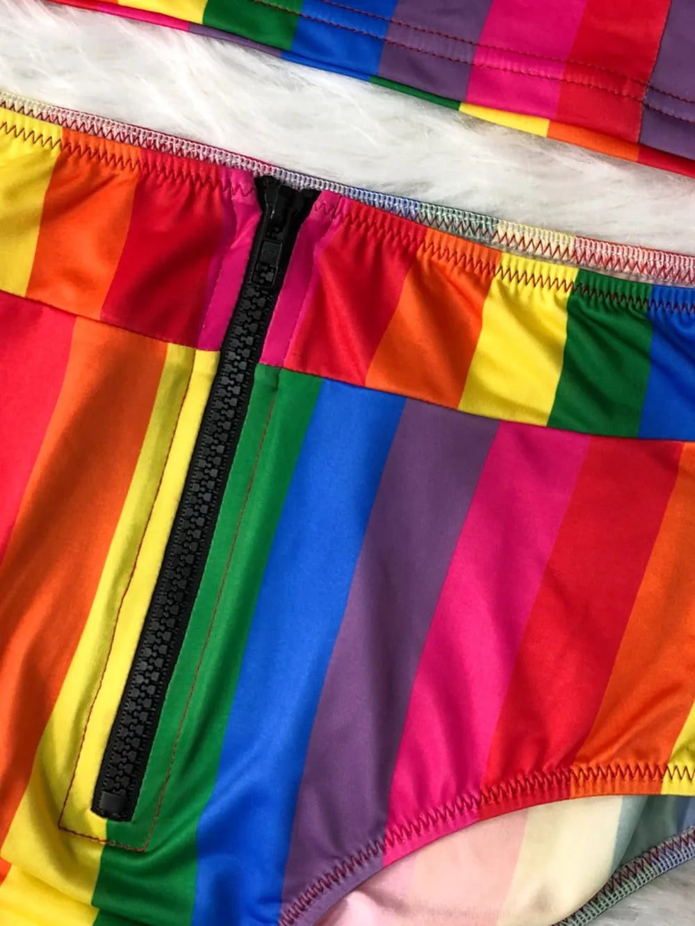 Fashorio Contrast Half Zip Top and Brief Swim Set