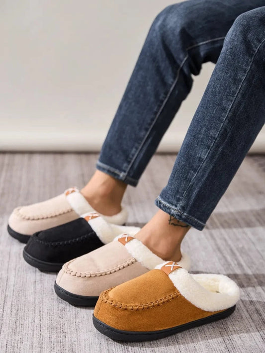Contrast Round Toe Flat Slippers - Fashorio