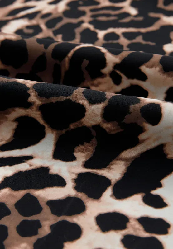 Fashorio Contrast Trim Leopard Round Neck Top and Pants Lounge Set