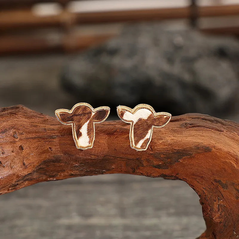 Fashorio Copper / One Size Bull Head Alloy Stud Earrings