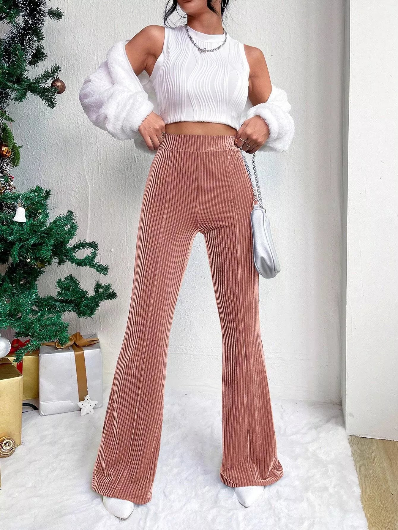 Fashorio Corduroy High Waist Flare Pants