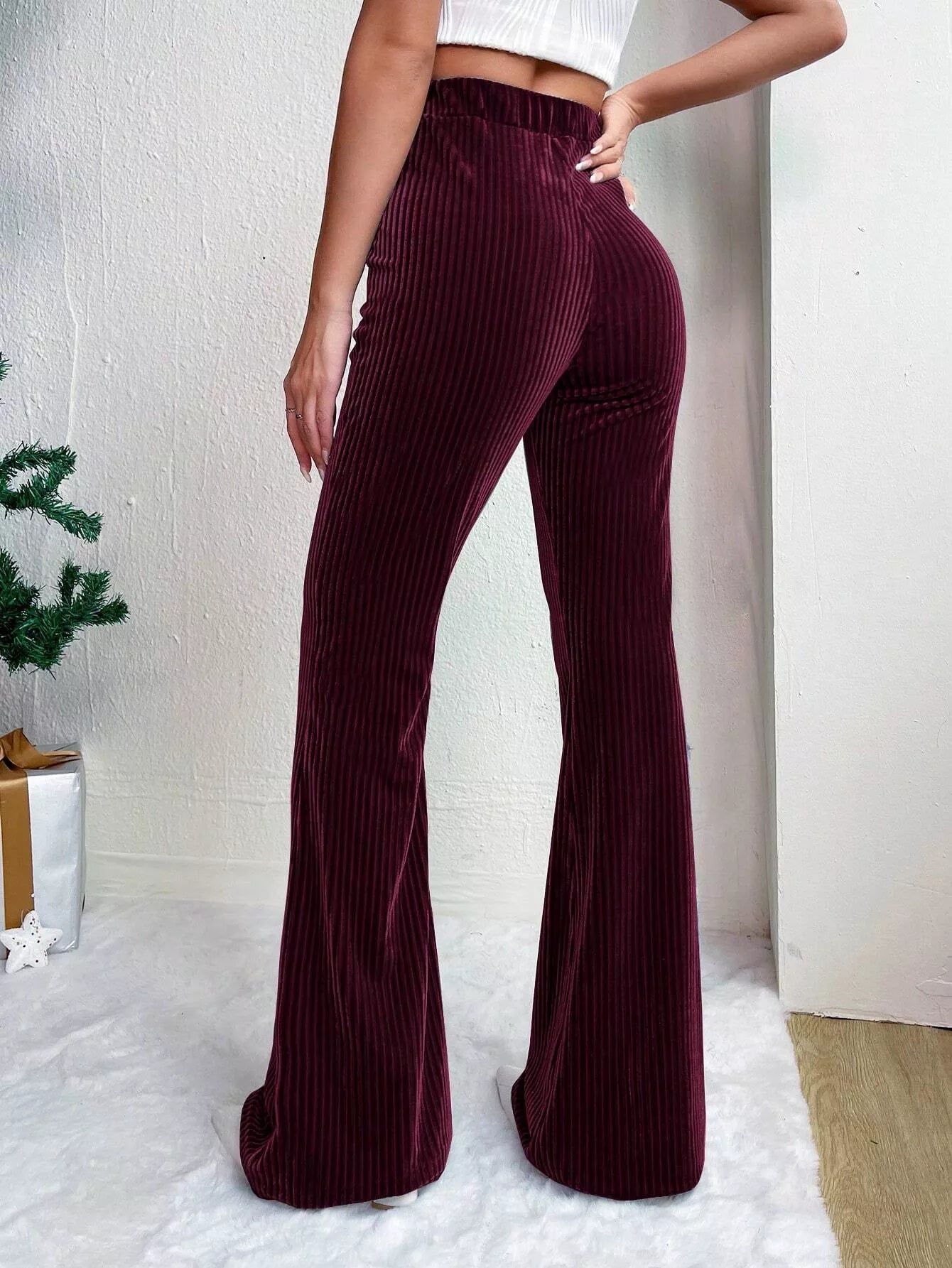 Fashorio Corduroy High Waist Flare Pants