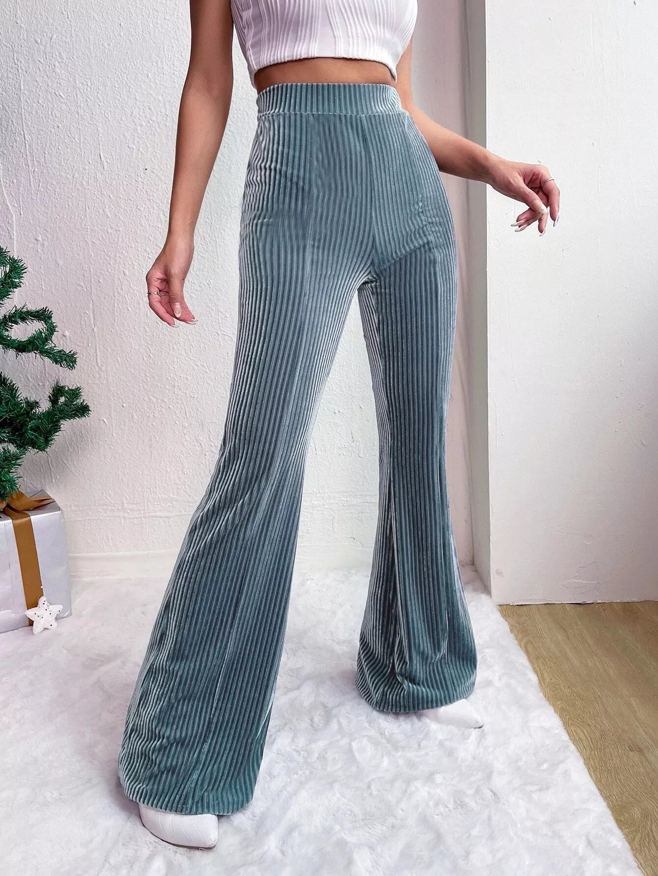Fashorio Corduroy High Waist Flare Pants