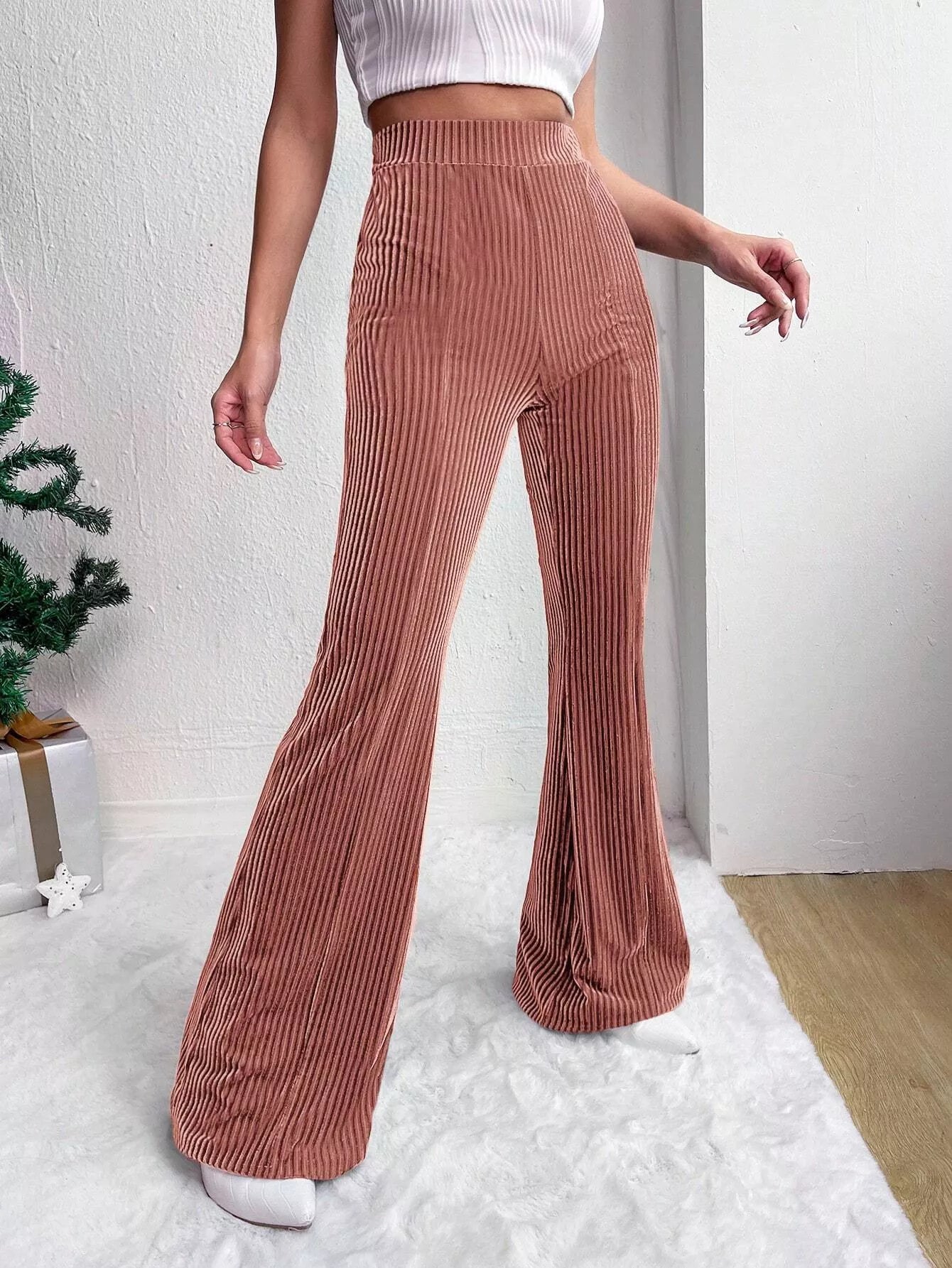 Fashorio Corduroy High Waist Flare Pants