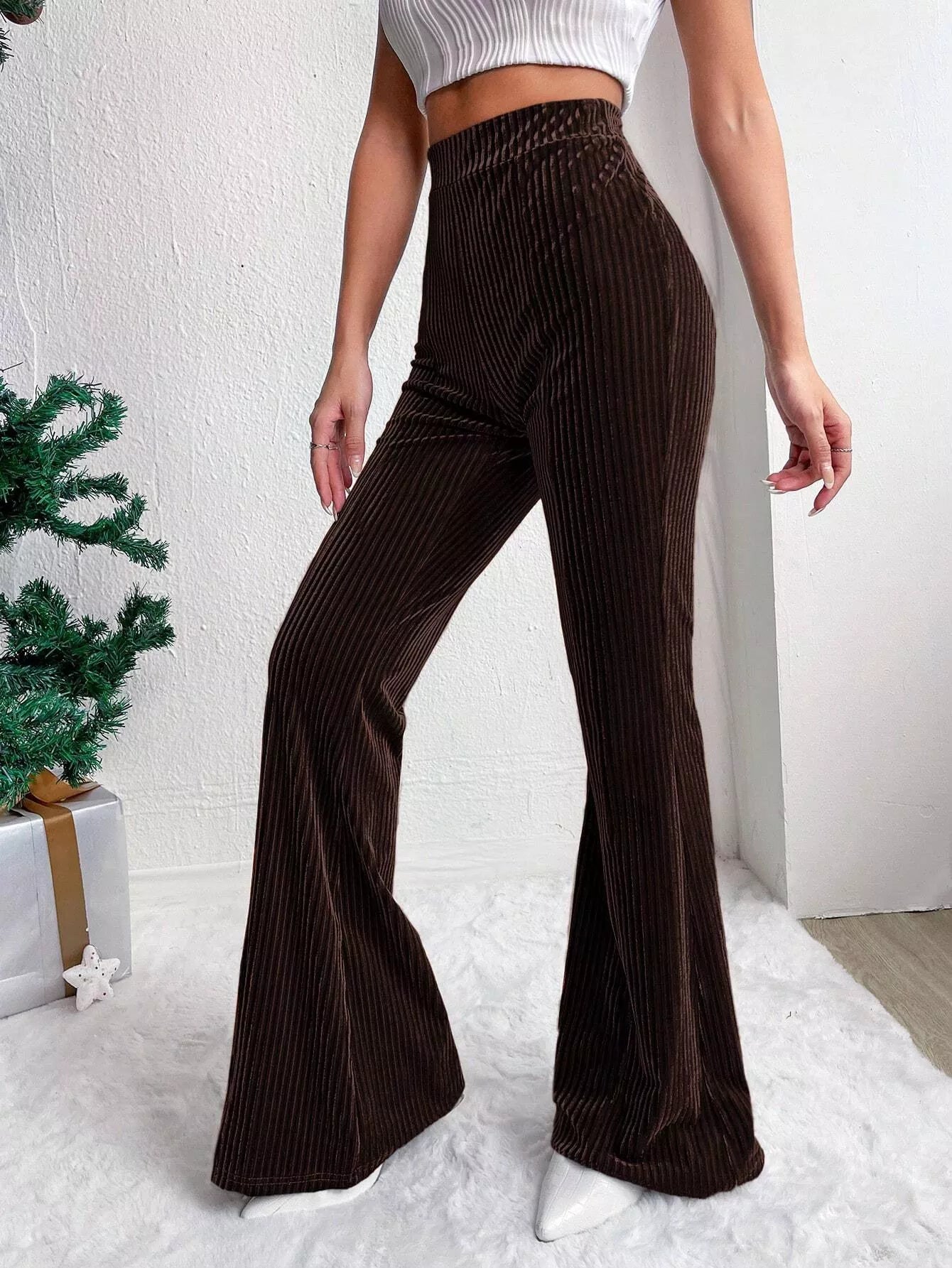 Fashorio Corduroy High Waist Flare Pants