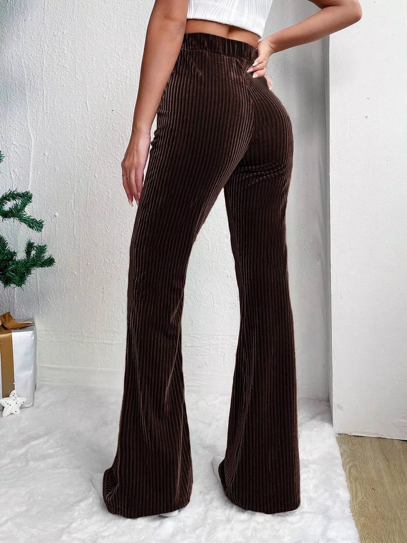 Fashorio Corduroy High Waist Flare Pants
