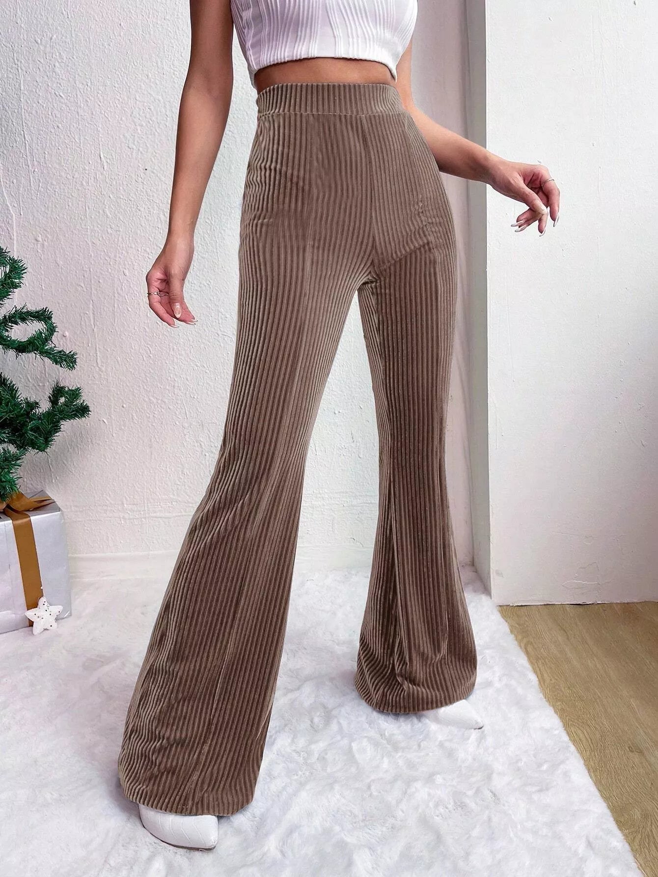 Fashorio Corduroy High Waist Flare Pants