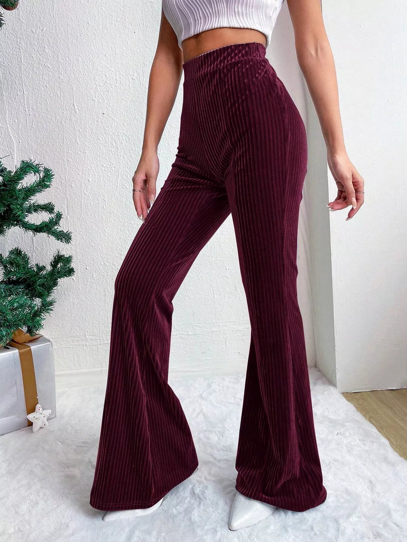 Fashorio Corduroy High Waist Flare Pants