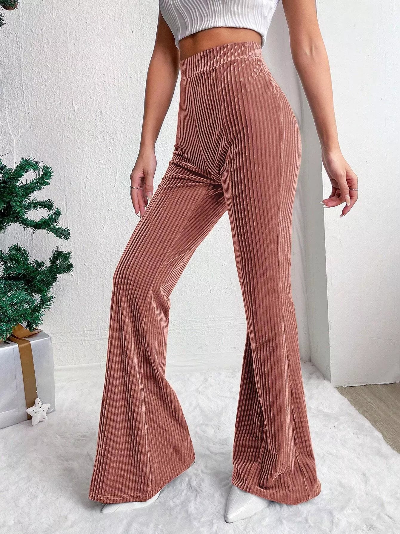 Fashorio Corduroy High Waist Flare Pants