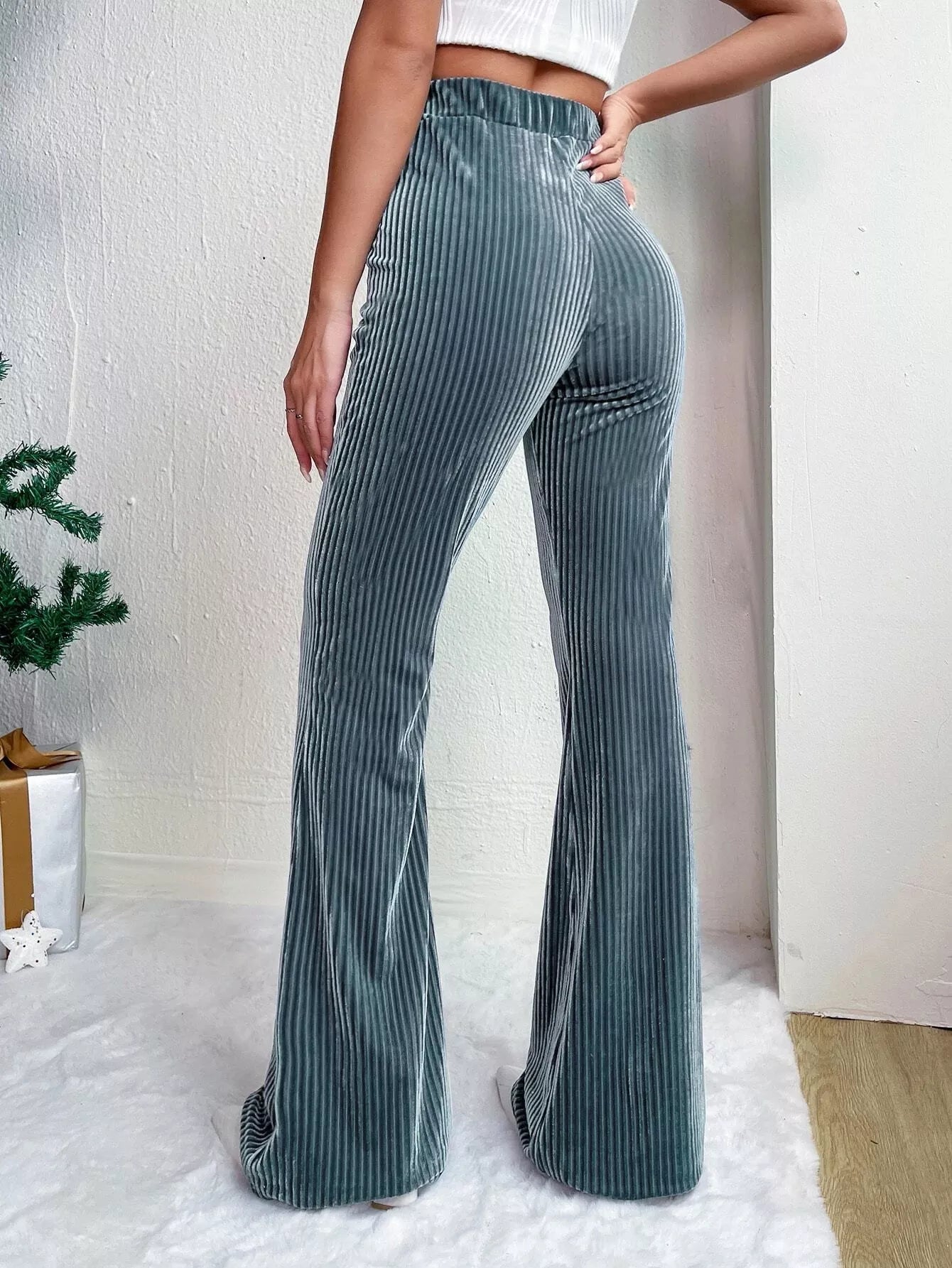 Fashorio Corduroy High Waist Flare Pants