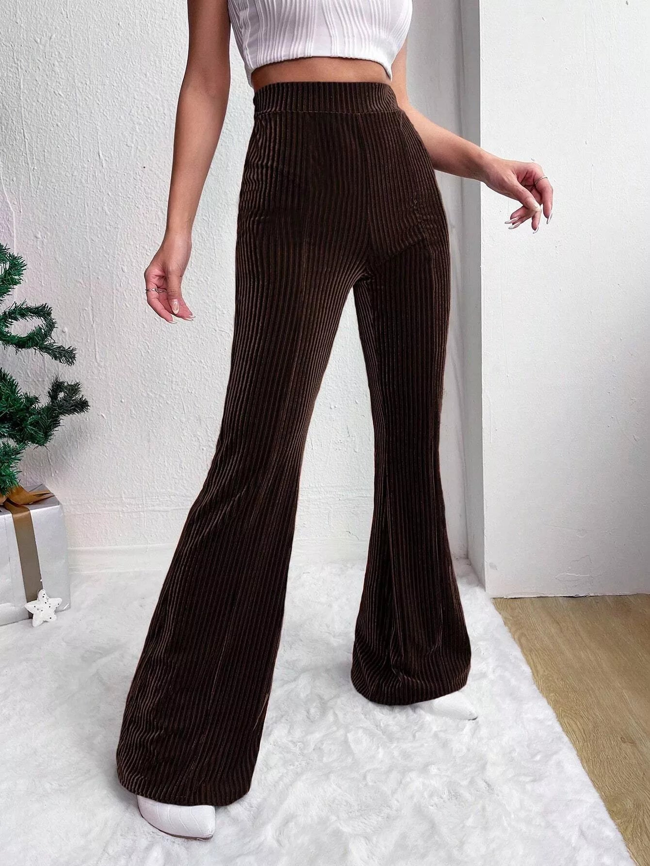 Fashorio Corduroy High Waist Flare Pants