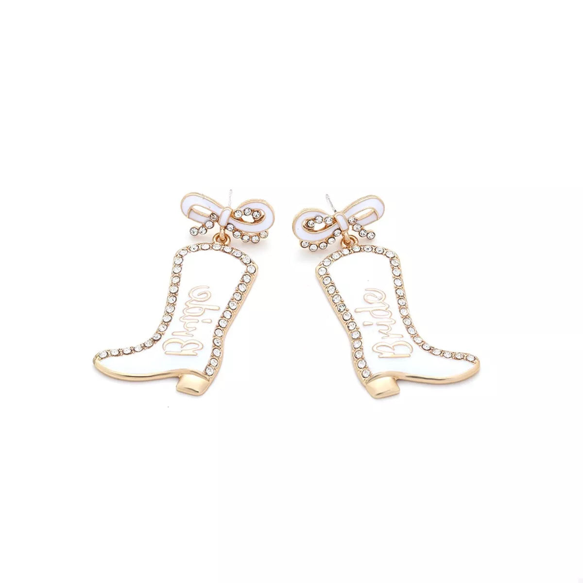 Fashorio Cowgirl Boot Dangle Earrings with Bow