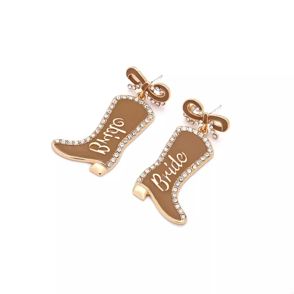 Fashorio Cowgirl Boot Dangle Earrings with Bow