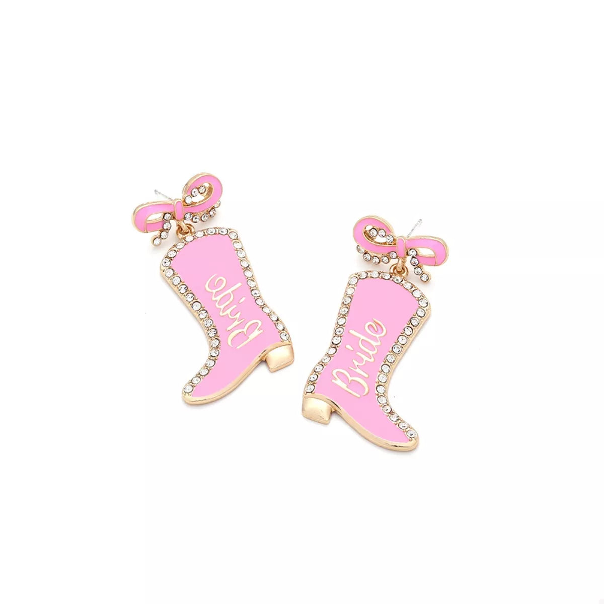 Fashorio Cowgirl Boot Dangle Earrings with Bow