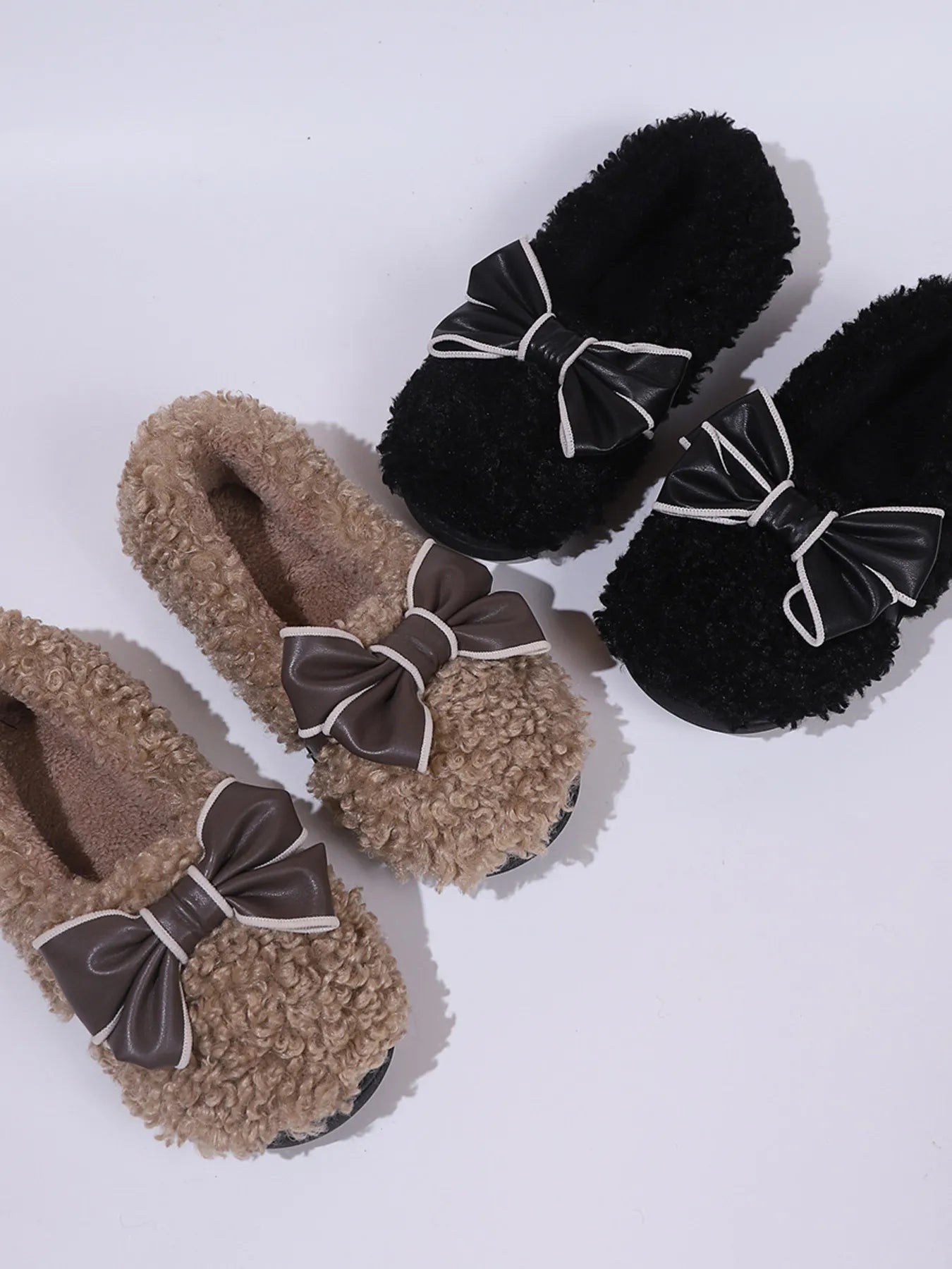 Fashorio Cozy Bow-Knot Fluffy Indoor Slippers