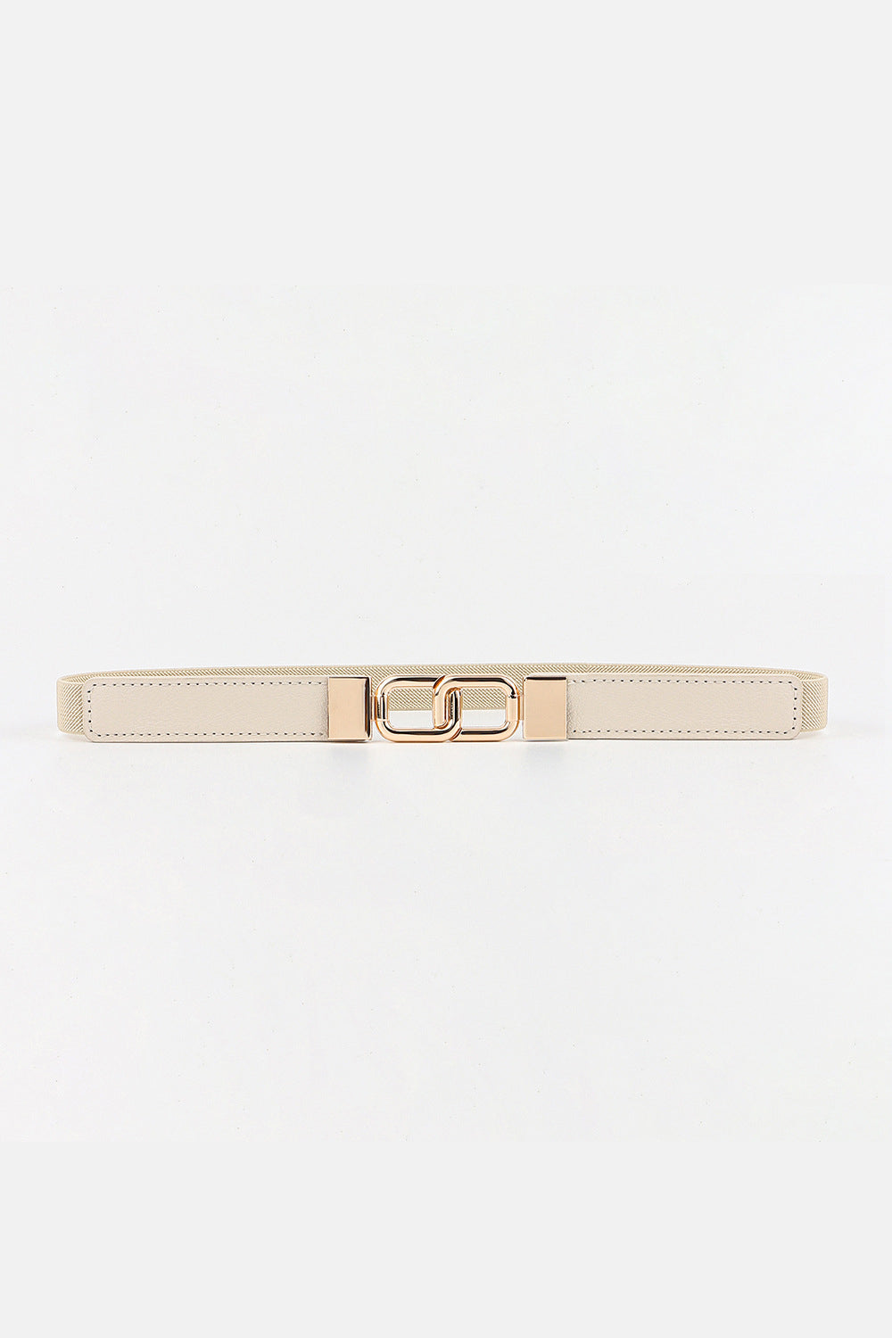 Fashorio Cream / One Size Geometric Double Buckle Elastic Belt