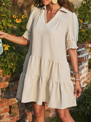 Fashorio Cream / S Johnny Collar Short Sleeve Mini Dress