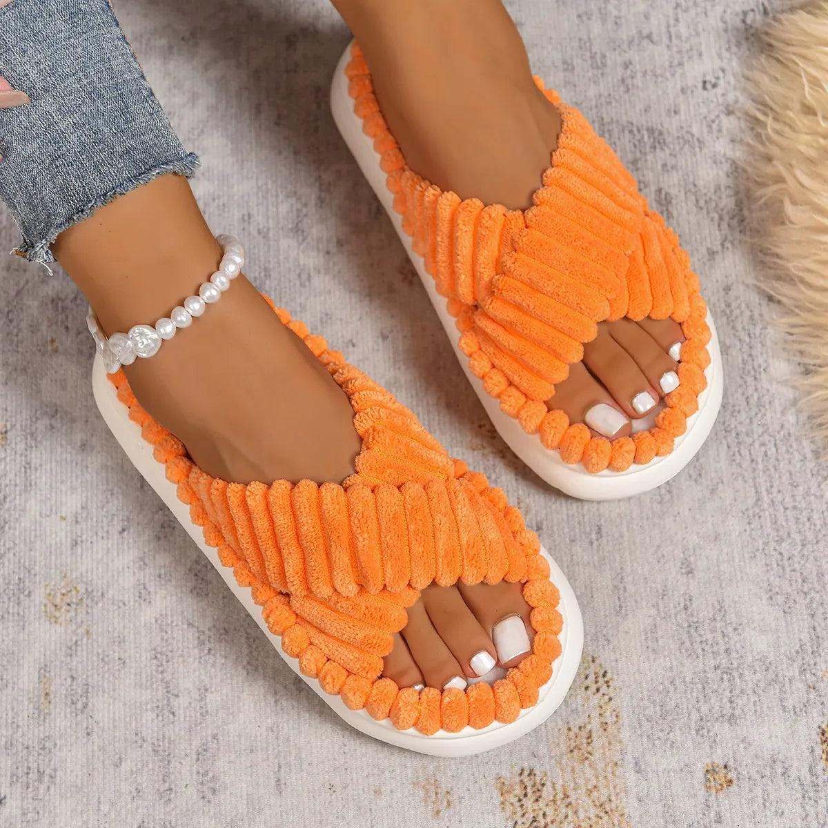 Fashorio Crisscross Open Toe Platform Slippers