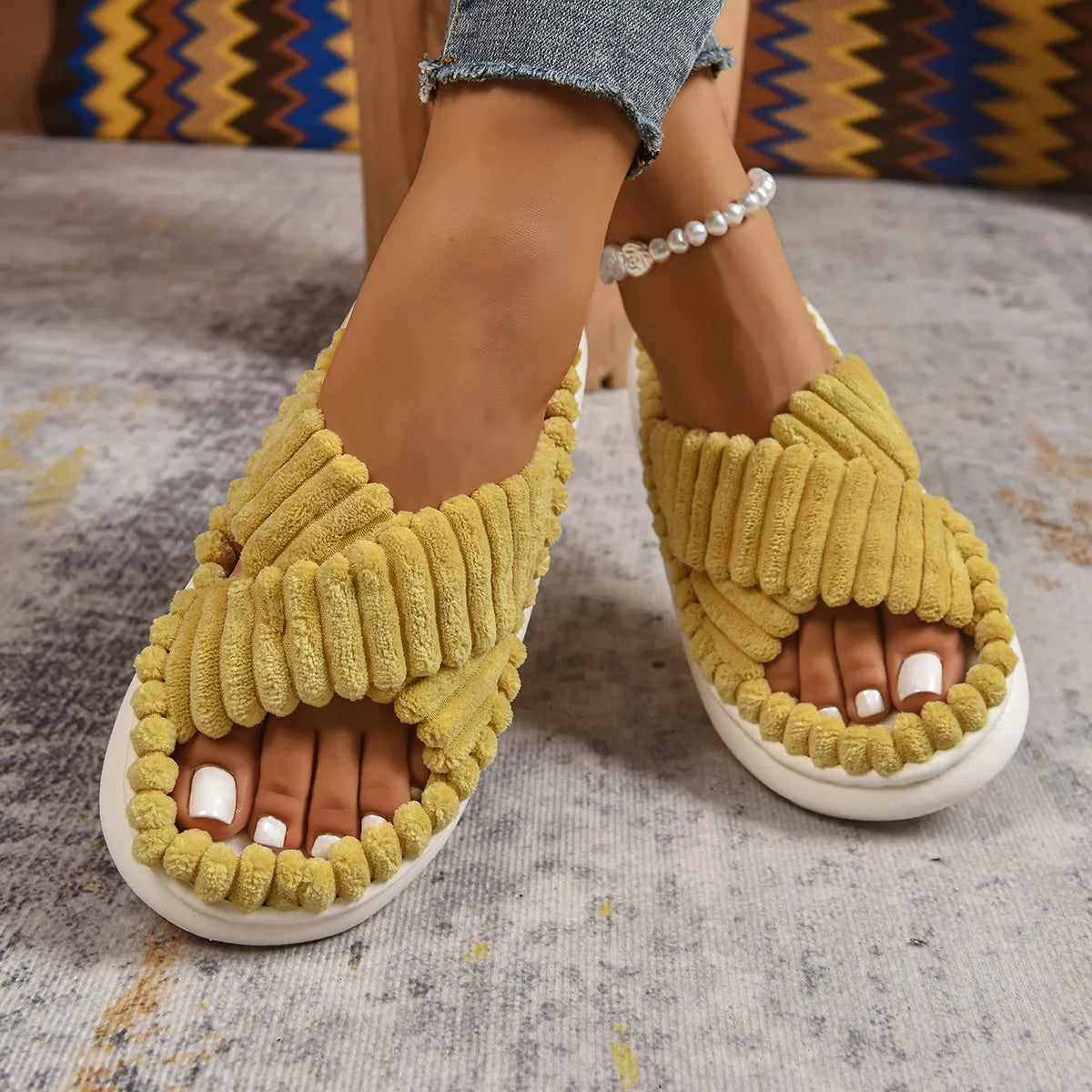 Fashorio Crisscross Open Toe Platform Slippers